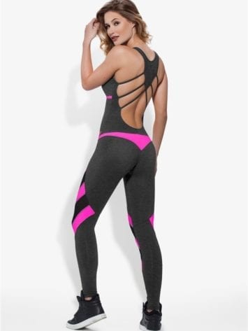 OXYFIT Jumpsuit Nevis 15195 Charcoal Pink – Sexy Rompers, Cute Workout 1-Piece