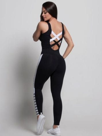 OXYFIT Jumpsuit Sight 15215 Black White- Sexy Rompers, Cute Workout 1-Piece