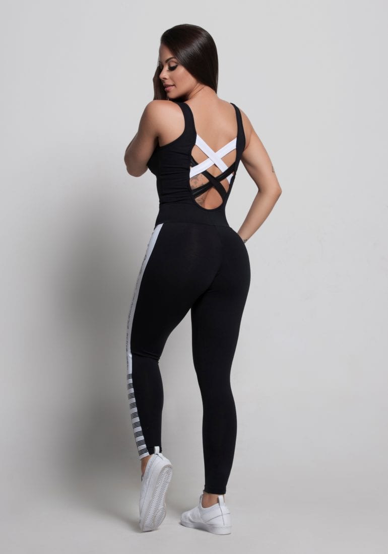 OXYFIT Jumpsuit Sight 15215 Black White- Sexy Rompers, Cute Workout 1-Piece