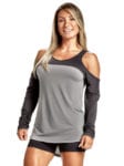 OXYFIT Blusa Section Top 46443 Cinza/Black - Long Sleeves